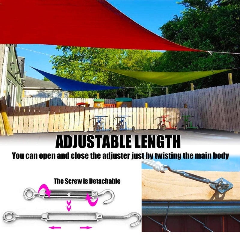 Reedny Turnbuckles Hook, Reedny 304 Stainless Steel Turnbuckle Heavy Duty M4 M6 M8 Hook and Eye Turnbuckle for Cables Wire Rope Tension 5/32" 1/4" 5/16" for Sun Shade Fence Tent Rope Installation(M8, 2Pcs) - Image 5